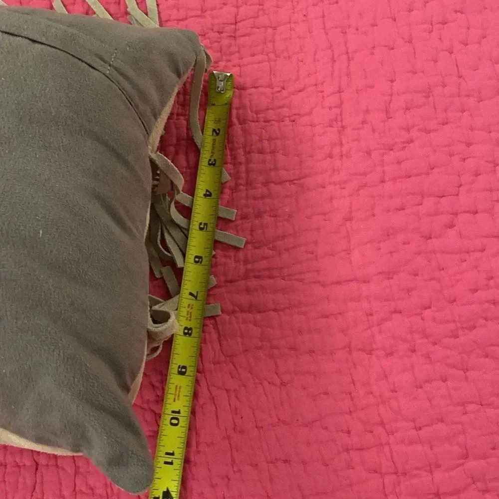 Genuine suede fringe Accent Pillow with Bohemian Charm